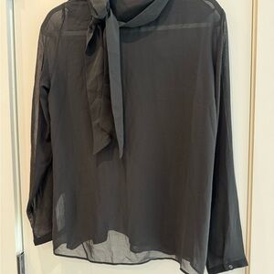 Zara Black Sheer Blouse with Bow